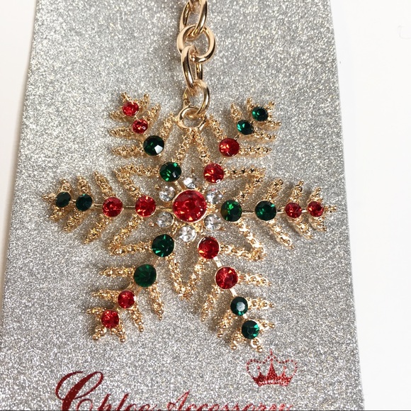 Stunning Christmas Holiday Rhinestone Keychain New - Picture 1 of 3